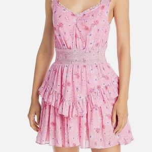 LOVESHACKFANCY Norelli Womens Floral Short Mini Dress